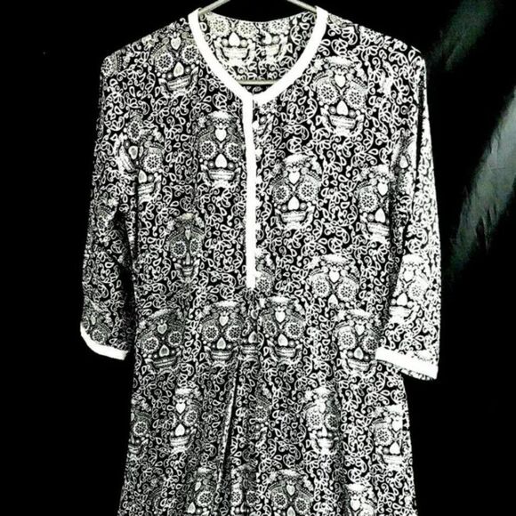 Handmade Dress Cotton Sugar Skull Long Small Y - Picture 7 of 9